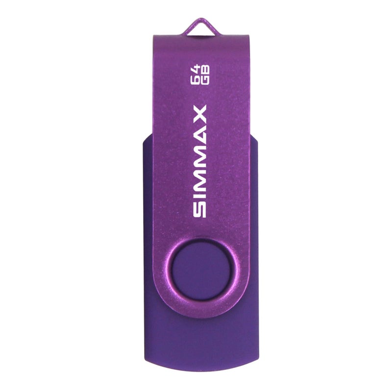 SIMMAX 64GB Memory Stick USB 2.0 Flash Drives Swivel Thumb Drive Pen Drive (64GB Purple) - Image 2